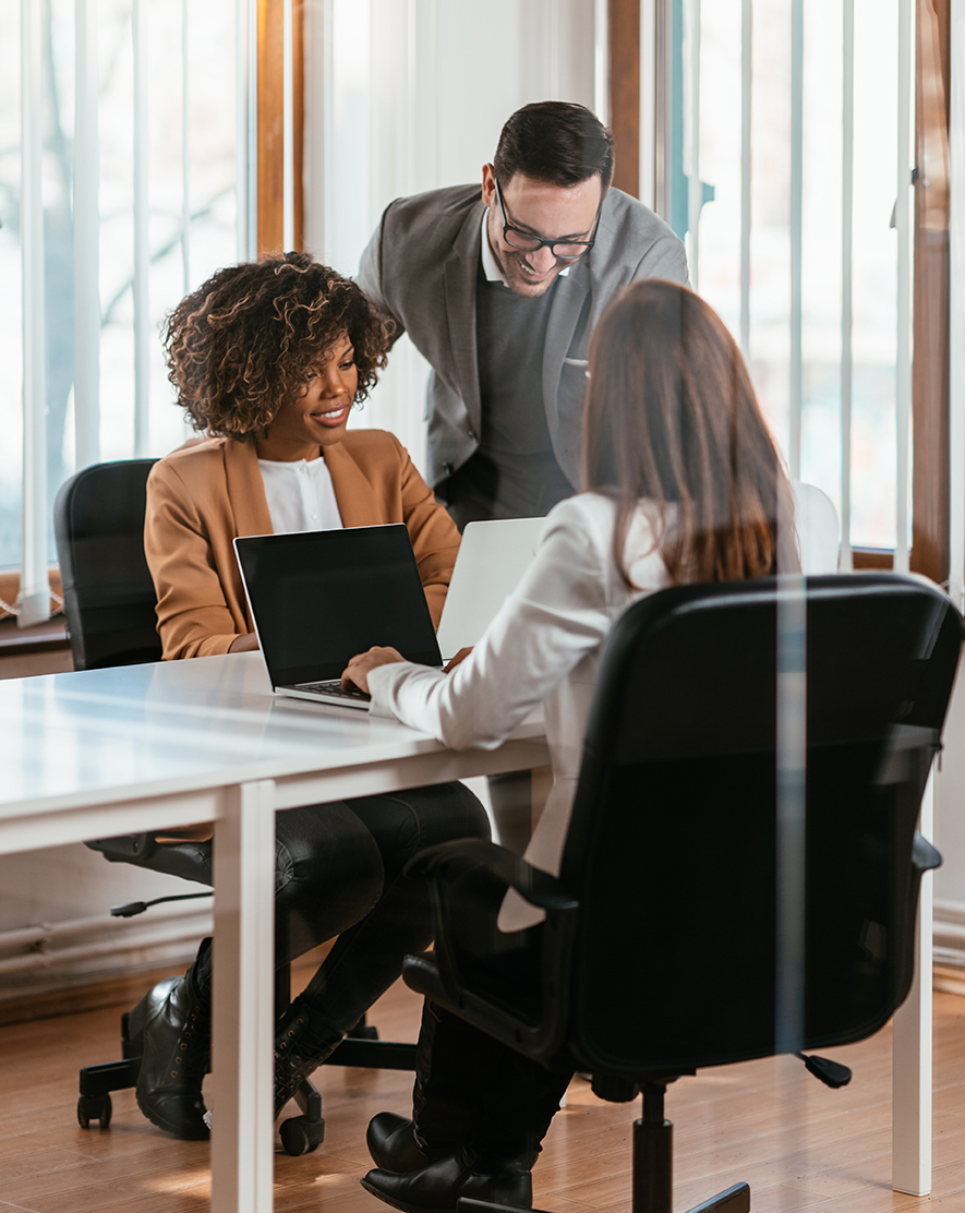 Business people at a computer